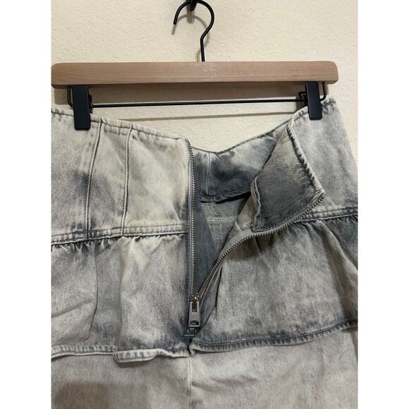 All Saints Women's Size 8 Denim Skirt Y2K Mini Skater Acid Washed Preppy - Picture 9 of 10